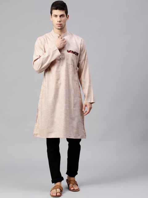 

Shree Men Beige Solid Straight Kurta