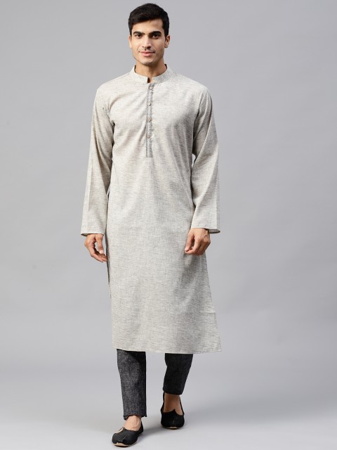 

Shree Men Grey Melange Solid Straight Kurta