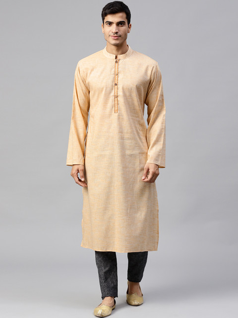 

Shree Men Beige Solid Straight Kurta