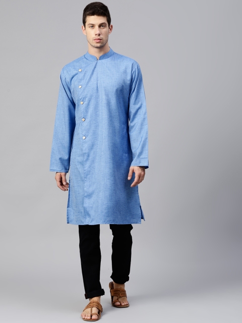 

Shree Men Blue Solid Straight Kurta