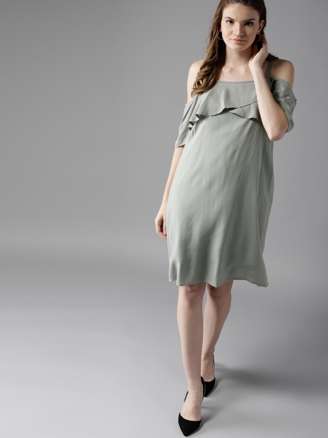 

HERE&NOW Women Grey Solid A-Line Dress