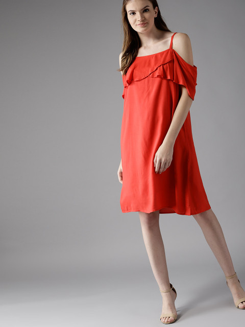

HERE&NOW Women Red Solid A-Line Dress