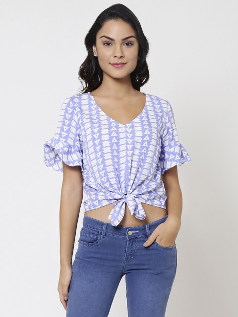 

Martini Women Blue & White Printed Top