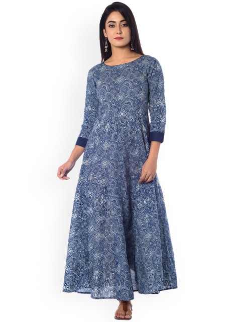 

anayna Women Blue Printed Maxi Dress