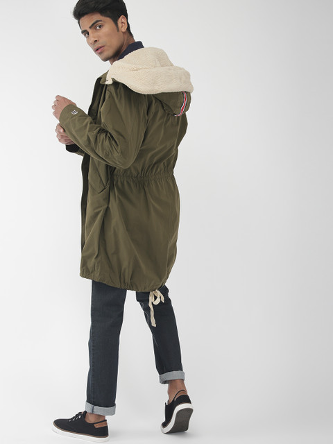 

Tommy Hilfiger Men Olive Green Solid Parka Jacket
