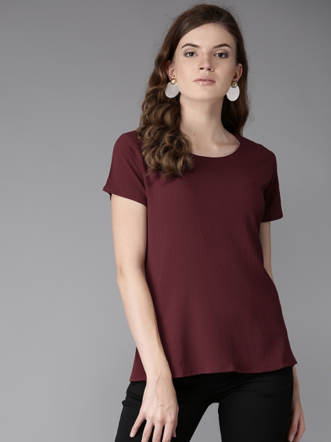 

HERE&NOW Women Maroon Solid Top