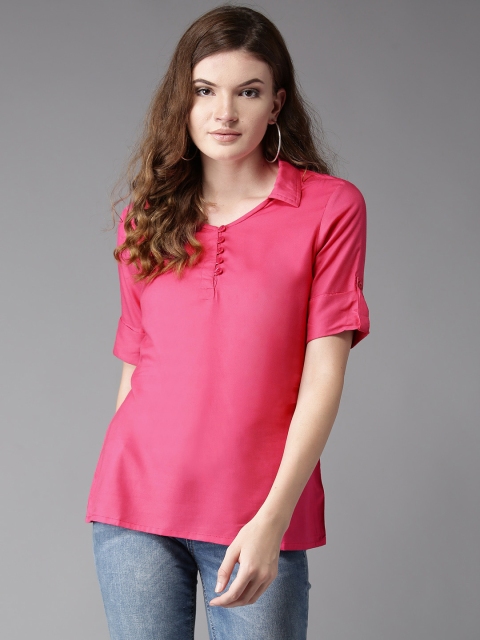 

HERE&NOW Women Pink Solid Shirt Style Top