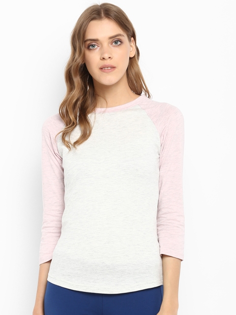 

Mode by Red Tape Women White Self Design Round Neck T-shirt