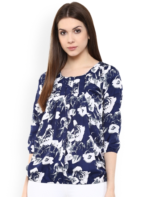 

Mayra Women Blue Printed Blouson Top