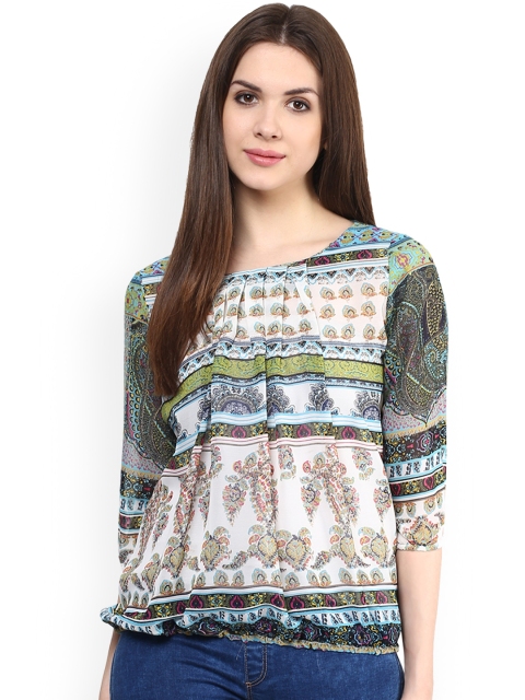 

Mayra Women Green Printed Blouson Top