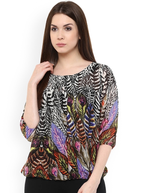 

Mayra Women Black Printed Blouson Top