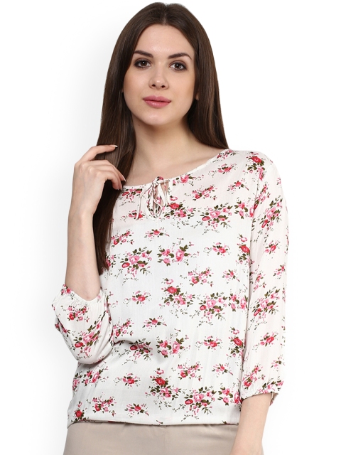 

Mayra Women Off-White Floral Print Top