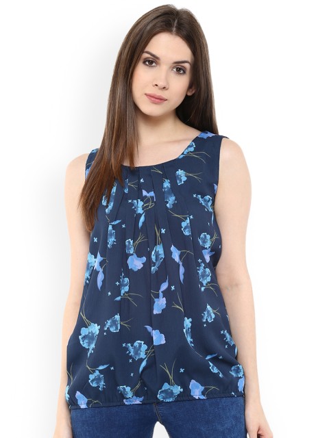 

Mayra Women Blue Printed Blouson Top