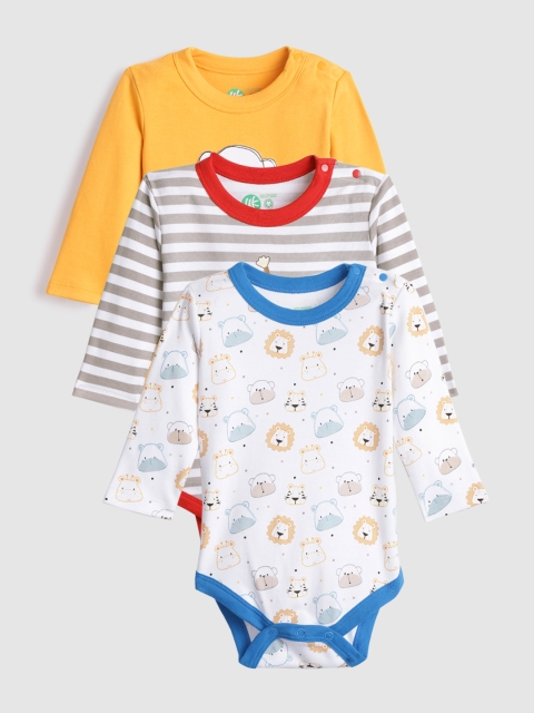 

YK Infant Infant Boys Pack of 3 Organic Cotton Bodysuits, Mustard