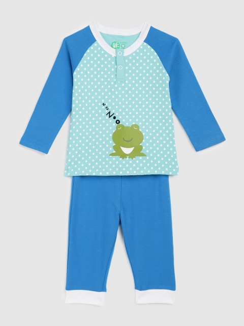 

YK Organic Infant Boys Blue & Green Printed Night suit