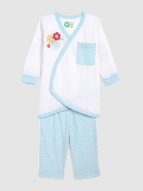 

YK Organic Infant Girls White & Blue Organic Cotton Sustainable Night Suit