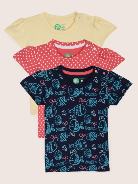 

YK Infant Girls Pack of 3 Organic Cotton Printed Sustainable Pure Cotton Top, Pink