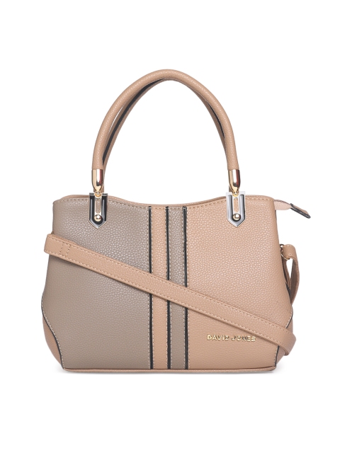 

David Jones Taupe & Beige Colourblocked Handheld Bag