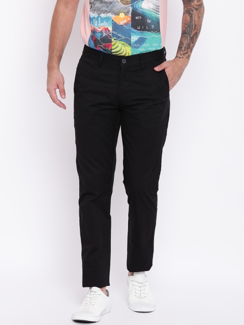 

Peter England Men Black Super Slim Fit Solid Regular Trousers