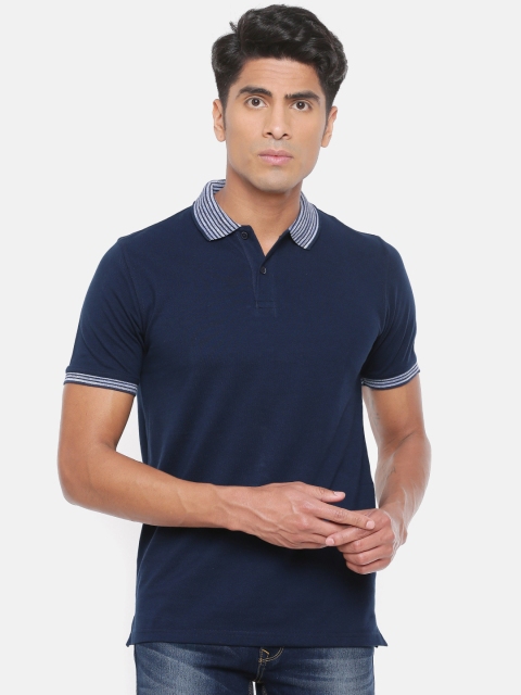 

Peter England Casuals Men Navy Blue Solid Polo Collar T-shirt