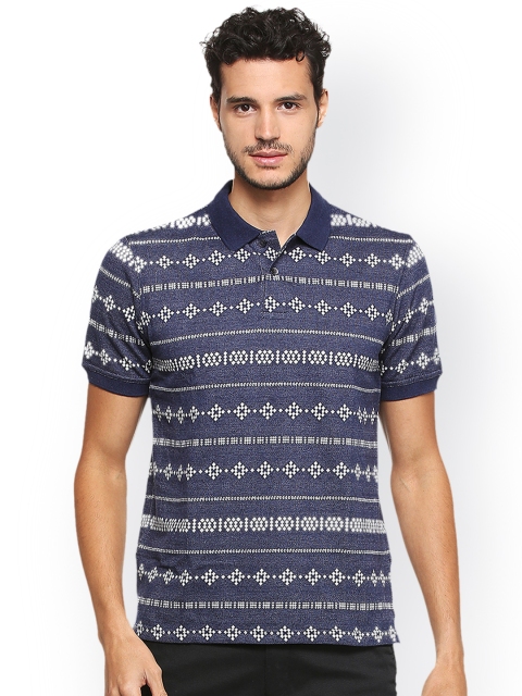 

Peter England Casuals Men Navy Blue Printed Polo Collar T-shirt