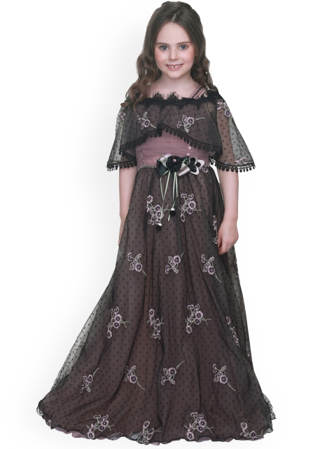 

CUTECUMBER Girls Black Self Design Maxi Dress