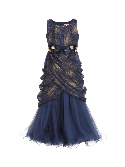 

CUTECUMBER Girls Navy Blue Self Design Maxi Dress