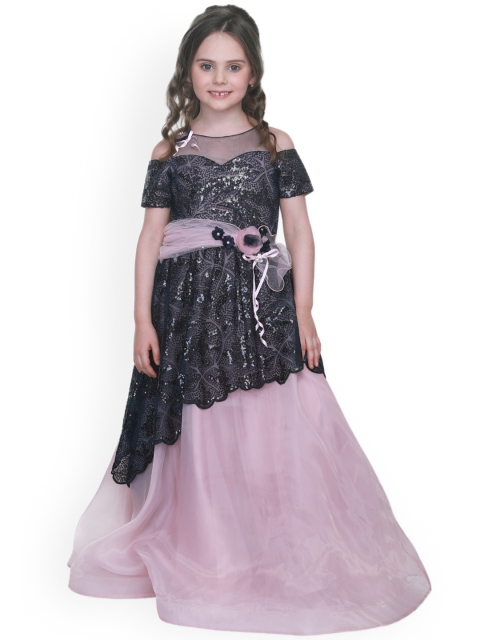

CUTECUMBER Girls Navy Blue Embellished Maxi Dress