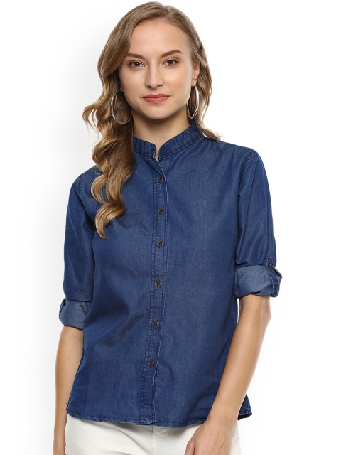 

Mayra Women Blue Regular Fit Denim Solid Casual Shirt