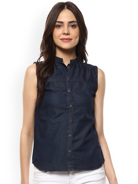 

Mayra Women Blue Regular Fit Solid Casual Shirt