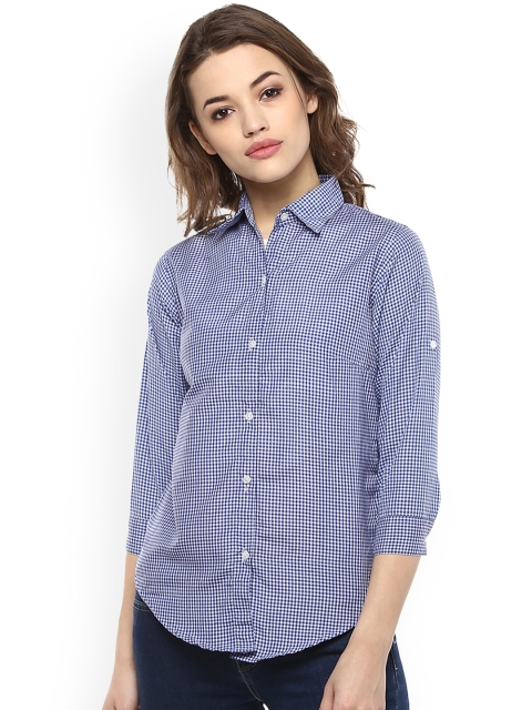 

Mayra Women Blue & White Regular Fit Checked Casual Shirt