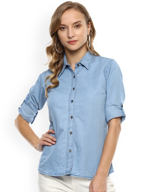 

Mayra Women Blue Regular Fit Solid Casual Shirt