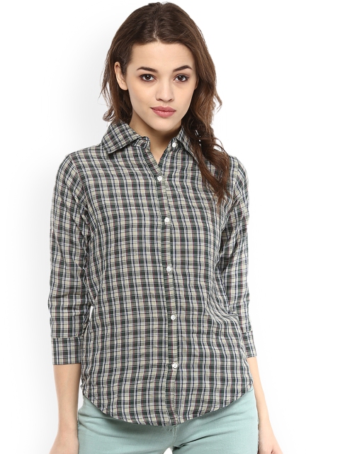 

Mayra Women Grey & Black Regular Fit Checked Casual Shirt