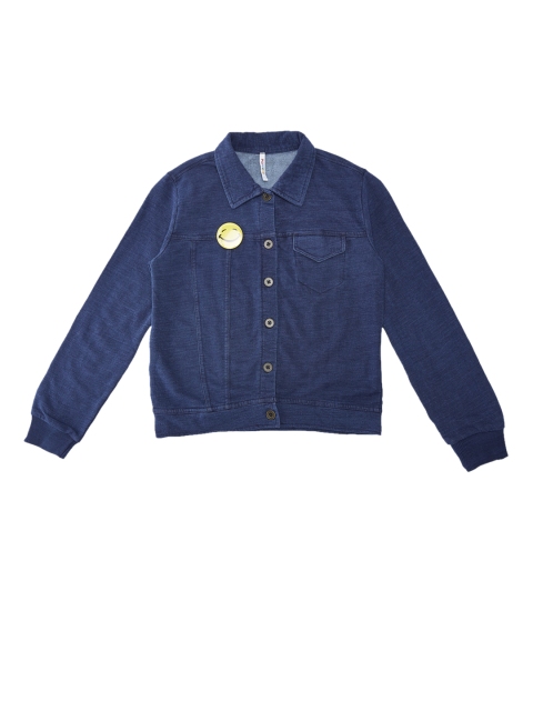 

POPPERS by Pantaloons Girls Blue Solid Shirt Style Top