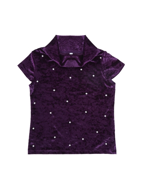 

POPPERS by Pantaloons Girls Purple Embellished Top
