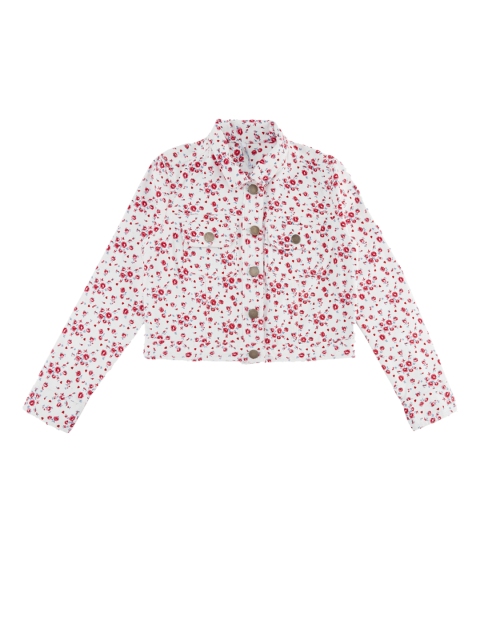 

POPPERS by Pantaloons Girls White Printed Shirt Style Pure Cotton Top