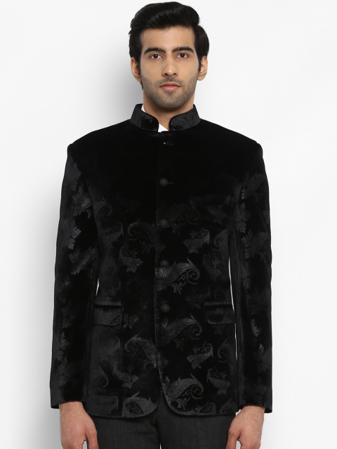 

ethnix Men Black Self Design Tailored Jacket