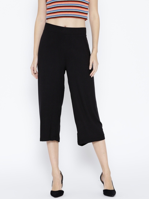 

OVS Women Black Regular Fit Self-Striped Culottes