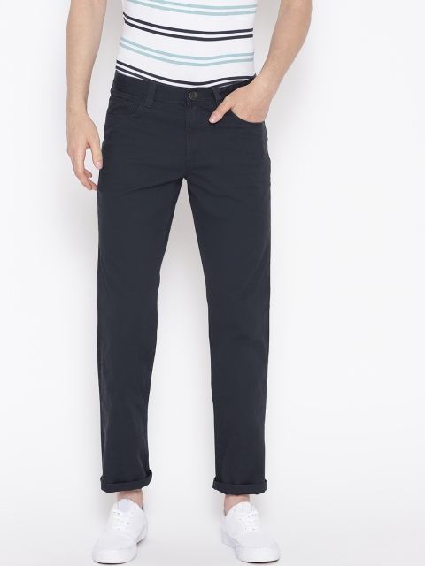 

OVS Men Navy Blue Regular Fit Solid Trousers