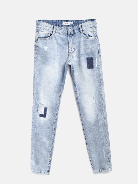 

OVS Boys Blue Straight Fit Mid-Rise Mildly Distressed Stretchable Jeans