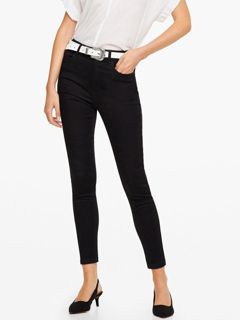 

OVS Women Black Skinny Fit Mid-Rise Clean Look Stretchable Cropped Jeans