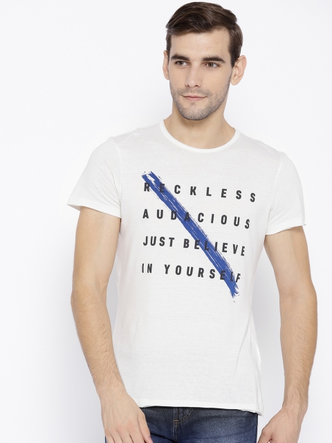

OVS Men White Printed Round Neck T-shirt