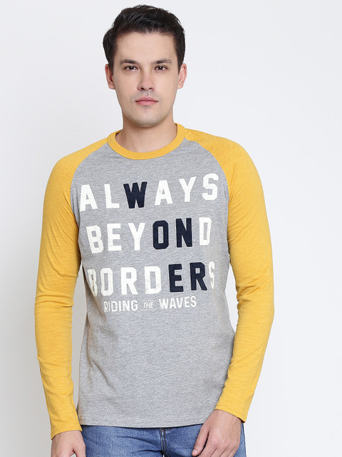 

OVS Men Grey Melange Printed Round Neck T-shirt