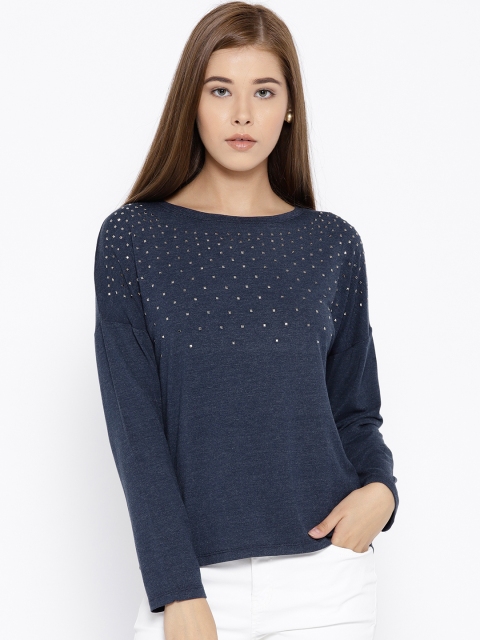 

OVS Women Navy Blue Solid Top