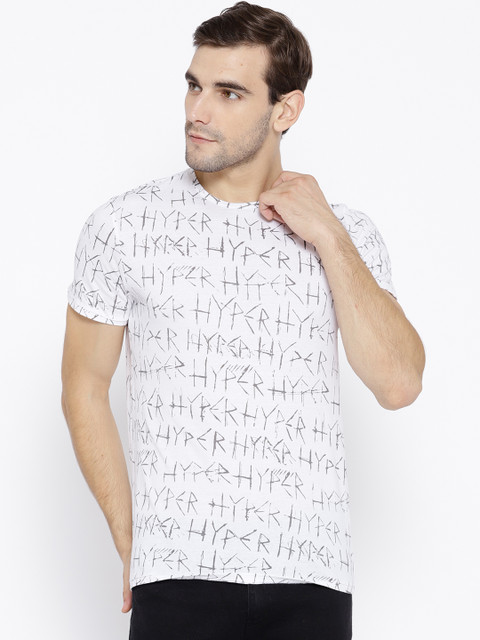

OVS Men White Printed Round Neck T-shirt