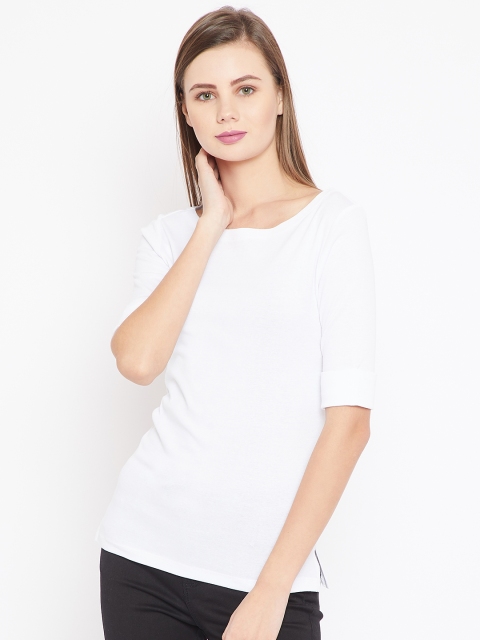 

OVS Women White Solid Top