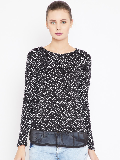 

OVS Women Black & White Printed Top