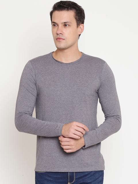 

OVS Men Grey Melange Solid Round Neck T-shirt