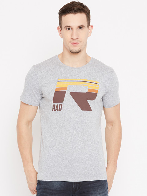 

OVS Men Grey Melange Printed Round Neck T-shirt