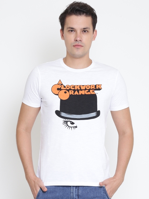

OVS Men White Printed Round Neck T-shirt
